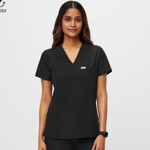 FIGS Catarina Scrub Top Black Size Small